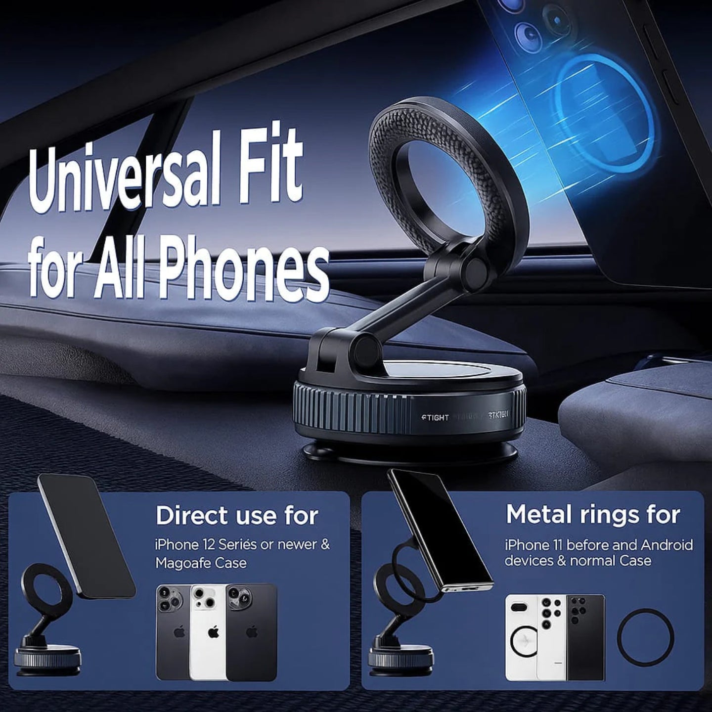 MagPro 360™ – Universal Magnetic Phone Holder with 3-Axis FlexiGrip